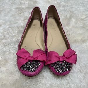 Vera Wang Pink Snakeskin Ballet Shoes With Rhinestones